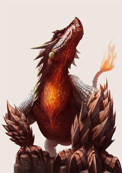 Conceptual Art, Fire Lizard, Fantasy Monster, Modern Fantasy, Fantasy Dragon, Creature Concept Art, 판타지 아트, Epic Art, Creature Concept