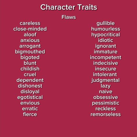 Book Character Personality Types, Personality Descriptions Writing, Guy Personality Traits, Flaws In A Person, Words That Describe Personality, Words To Describe Personalities, Character Looks Description, Personality Traits Writing, Ways To Describe Characters Personality