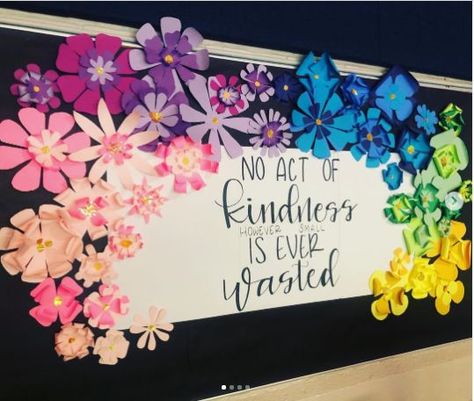 Organisation, Flower Bulletin Board, Kindness Flower, Pta Bulletin Boards, Flower Bulletin Boards, Office Bulletin Boards, Elementary Bulletin Boards, Making Origami, Teacher Bulletin Boards