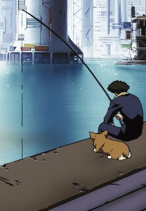 Spike fishing Anime Fishing, Ein Cowboy Bebop, Shinichiro Watanabe, Bebop Cowboy, Cowboy Bebop Wallpapers, Zero Wallpaper, Cowboy Bebop Anime, Cowboy Bepop, Spike Spiegel