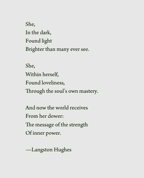 a Langston Hughes poem about a woman having great strength, light, loveliness, and power.
