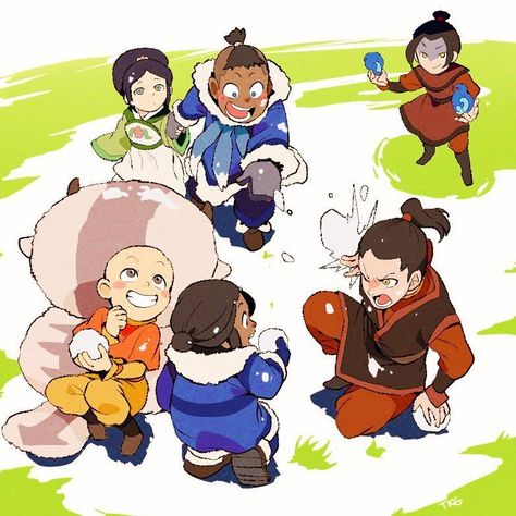 Avatar the Last Airbender Fan Art Sticker - Appa, Aang, Katara, Sokka, Zuko, Toph & Azula drawn as adorable kids together :) Aang Katara, Avatar The Last Airbender Funny, Avatar Picture, The Last Avatar, Avatar Cartoon, Avatar Fan Art, Avatar The Last Airbender Art, Team Avatar, Avatar Characters