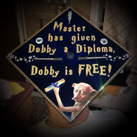 Harry Potter Dobby Graduation Cap Dobby Is Free Graduation Cap, Cap Decoration Graduation Harry Potter, Graduation Cap Ideas Harry Potter, Grad Cap Harry Potter, Harry Potter Cap Decoration Graduation, Harry Potter Graduation Cap Designs, Grad Cap Ideas Harry Potter, Harry Potter Graduation Cap Ideas, Harry Potter Grad Caps