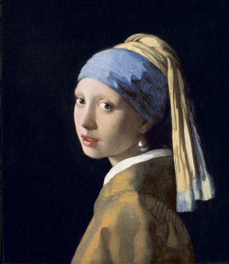 Painting of a bust-length woman looking over her shoulder and wearing a headdress and a large pearl earring. Vermeer Paintings, Girl With Pearl Earring, Istoria Artei, Girl With A Pearl Earring, Galleria D'arte, Most Famous Paintings, Dutch Golden Age, Hieronymus Bosch, Johannes Vermeer