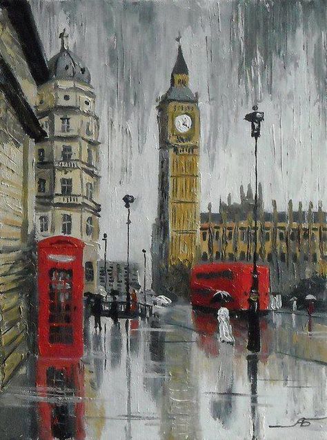 London Painting London Painting, Galleria D'arte, Canvas For Beginners, Seni Cat Air, Beginner Painting, London Art, Ok Ru, Art Watercolor, 그림 그리기