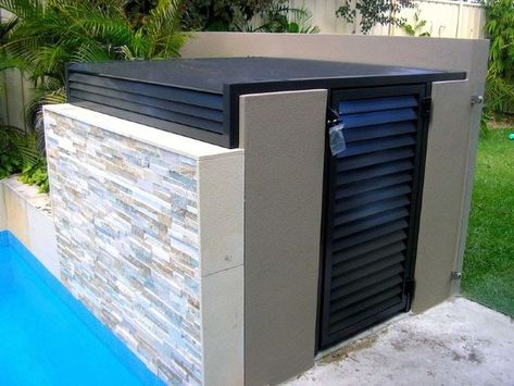 Top 40 Best Pool Equipment Cover Ideas - Concealed Designs Pool Equipment Cover Ideas, Pool Equipment Enclosure, Pool Equipment Cover, Ideas De Piscina, Unique Pool, Hidden Pool, Glass Pool Fencing, Swimming Pool Equipment, Pool Fencing