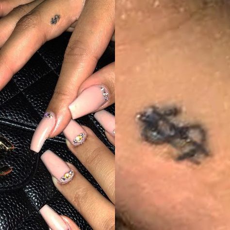 Inside Lip Tattoos, A Finger Tattoo, Money Sign Tattoo, Dollar Sign Tattoo, Inside Finger Tattoos, Dollar Tattoo, Stick Poke, Stick Poke Tattoo, Finger Tattoo For Women