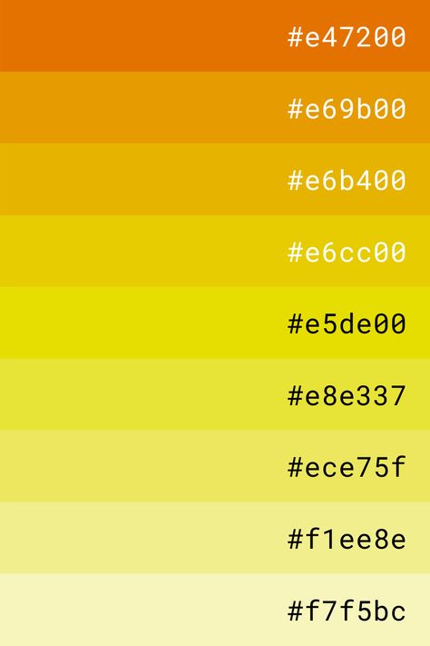 Yellow Color Palette Code, Yellow Color Shades, Canva Color Palette Codes Yellow, Yellow Color Palette Hex Codes, Shades Of Yellow Color Palette, Yellow Shades Color, Yellow Pallete Color, Yellow Pallete, Yellow Color Pallet