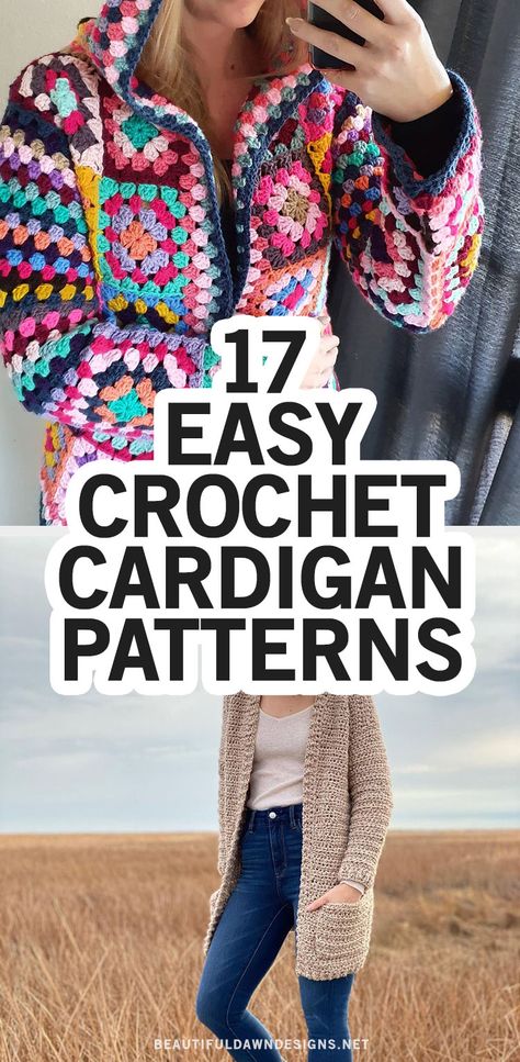 Crochet Square Sweaters, Crochet Granny Square Coat Pattern, Crochet Cardigan From Square, Retro Crochet Cardigan, Pattern For Granny Square Cardigan, Crochet Scrap Cardigan Pattern Free, Crochet Square Jacket Pattern, How To Crochet Jacket, Free Crochet Granny Square Sweater Patterns