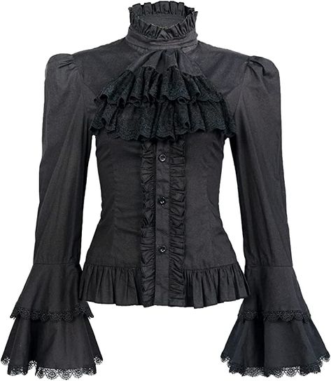 Women's Gothic Victorian Vampire Dark Academia Blouse Shirt Halloween Victorian Shirt, Vampire Clothes, Casual Blouse Shirts, Victorian Blouse, Gothic Tops, Gothic Shirts, Pirate Shirts, Victorian Clothing, Fancy Dresses Party