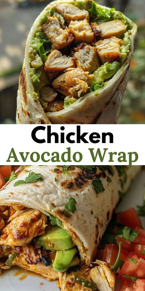 Chicken Avocado Wrap Recipe Chicken Avacacado Wraps, Summer Wraps Recipes, Wrap Ideas For Dinner, Healthy Dinner Ideas Easy Quick, Easy Dinner Ideas Recipes, Easy Healthy Lunches For School, Healthy Wraps For Dinner, Lunch Meal Prep Ideas Healthy, Healthy Low Fat Dinner Recipes