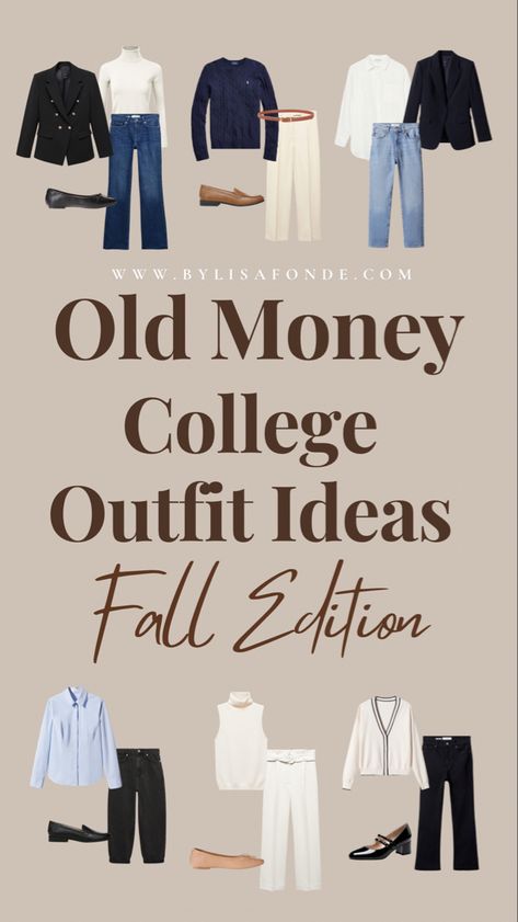 The ultimate guide on how to look old money in college + the most classy college outfit ideas for fall. Old money college aesthetic. Timeless college outfits for women. Old money outfits women. Preppy old money outfit ideas for college. Old Money Outfits For College, College Mom Outfit, Old Money Outfits Colorful, Old Money Outfits Women Autumn, Old Money Outfit Women Fall, College Visit Outfit For Mom, Preppy Fall Outfits 2023, Old Money College Outfit, Old Money Outfits Jeans