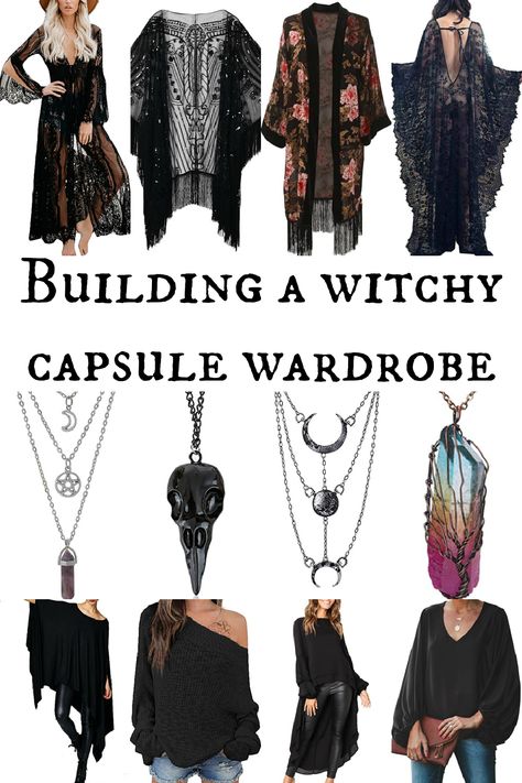 Elegant Witchy Outfits, Witch Aesthetic Outfit Winter, Goth Bohemian Fashion, Witchy Outfit Plus Size, Witch Boho Fashion, Boho Gothic Fashion, Romantic Witch Fashion, Soft Goth Autumn, Halloween Wedding Outfits Guest