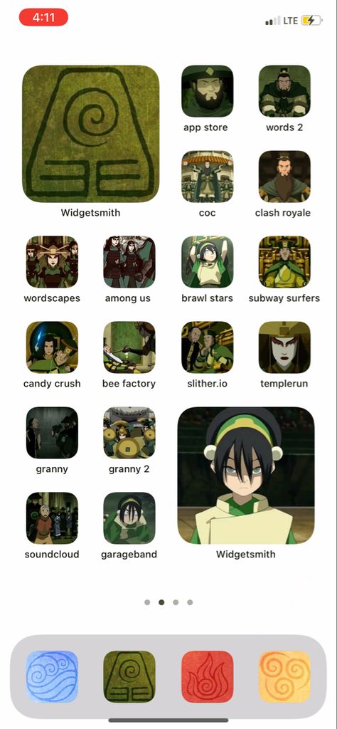 Atla Phone Theme, Avatar The Last Airbender Homescreen, Ios14 Homescreen, Iphone Layouts, Ios Homescreen, Ios Ideas, Themes App, Phone Aesthetic, Phone Theme