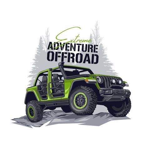 Vector offroad car illustration | Premium Vector #Freepik #vector #jeep #4x4 #offroad-car #jeep-car Jeep Illustration, Car Sticker Ideas, Jeep Art, Jeep Stickers, Motorbike Art, Mobil Drift, Offroad Jeep, Jeep 4x4, Car Illustration