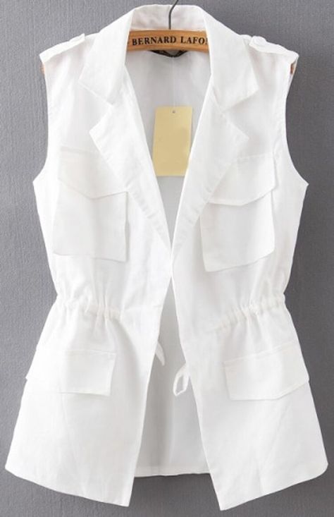 Edgy Outfits, Celana Jogger Wanita, Mode Kimono, Sewing Blouses, White Vest, Ținută Casual, Trendy Fashion Tops, Sleeveless Vest, Blouse Styles