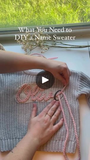 98K views · 889 reactions | What you need to embroider a DIY name sweater - my supply list and personal recommendations!✨🪡🧶 Let me know what other questions you have about name sweaters!👇🏼👇🏼 #namesweaters #namesweater #embroidery #handembroidery #diycrafts #diysweater #diynamesweater #diybaby #babysweater #babyembroidery #momcrafts #namesweaters | Stitchin With Samantha | Taylor Swift · invisible string Couture, Embroidery Name Tutorial, Yarn Name On Sweater, How To Crochet A Name On A Sweater, Diy Baby Name Sweater, Embroidered Sweater Diy, Taylor Swift Invisible String, Embroidery Sweater Diy, Name Sweater