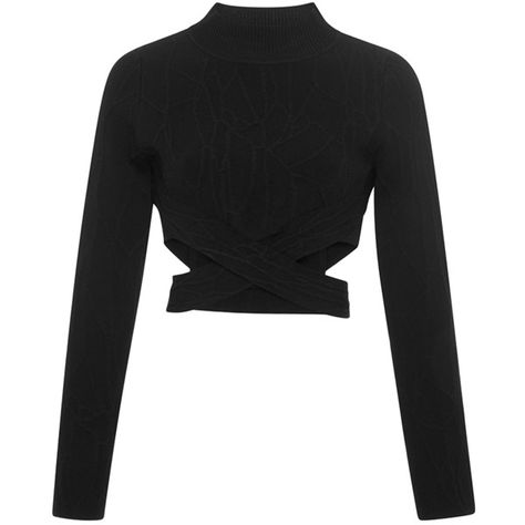 Jonathan Simkhai Wrap Spill Intarsia Turtleneck ($425) ❤ liked on Polyvore featuring tops, crop tops, cut-out tops, rayon tops, cut out long sleeve top, turtle neck crop top and long sleeve pullover Crop Tops Long Sleeve, Mode Emo, Mode Hipster, Long Sleeve Wrap Top, Turtle Neck Crop Top, Cropped Pullover, Girls Top, Top Outfit, Cropped Tops