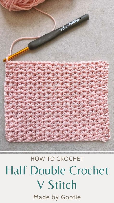 The half double crochet V stitch is an easy stitch with a beautiful texture. This reversible crochet stitch has an airy texture, but it's not too lacey and is perfect for so many different crochet projects! #hdcvstitch #crochetvstitch #howtocrochetthevstitch #halfdoublecrochetvstitch #minivstitch Amigurumi Patterns, Double Crochet V Stitch, Crochet V Stitch, Reversible Crochet, Crochet Step By Step, V Stitch Crochet, Crochet Blanket Stitch Pattern, Cluster Stitch, Crochet Stitch Tutorial