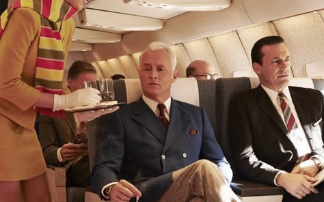 Flight Airplane, John Slattery, Airplane Flight, Long Flight, Don Draper, Mad Men Fashion, Jon Hamm, Madison Avenue, Season 7