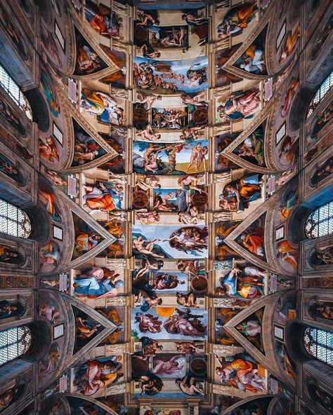 hellofrom the Sistine Chapel! Between 1508 and 1512, under the patronage of Pope Julius II, Michelangelo painted the chapel's ceiling, a… Sistine Chapel Ceiling Wallpaper, Fresco, Sistine Chapel Tattoo, Chapel Aesthetic, Chapel Ceiling, Los Angeles Wallpaper, Sistine Chapel Ceiling, The Sistine Chapel, Layout Architecture