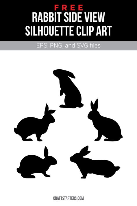 Rabbit Side View Drawing, Bunny Drawing Side View, Rabbit Silhouette Tattoo, Rabbit Silhouette Templates, Bunny Side View, Rabbit Side View, Rabbit Outline, Spring Templates, Side View Drawing