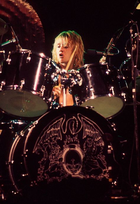 Drummer Roger Taylor of British rock band Queen performing on stage at Madison Square Garden in New York City in February 1977. (Photo by Michael Putland/Getty Images) Madison Square Garden, Queen Performing, Performing On Stage, British Rock, Roger Taylor, Square Garden, Madison Square, Rock Band, On Stage