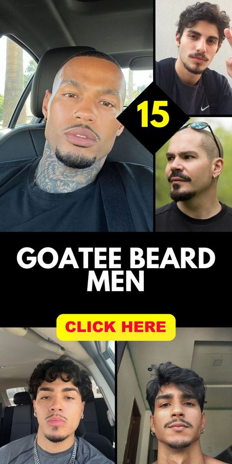 In men's grooming, goatee beard styles are increasingly versatile. Extended goatees are a popular choice for their balanced look, and grey goatees have become a symbol of sophistication. Long goatees make a bold statement, while petit goatees offer a more understated option. Styles for bald men focus on framing the face, and petite goatees are perfect for those with smaller facial features. The disconnected goatee remains a trendy choice for a modern aesthetic. Chin Beard Styles For Men, Moustache Goatee Combo, Beard Goatee Style, Mustache Goatee Combo, Disconnected Goatee Aesthetic, Facial Hair Styles Men, Goat Tee Beard Men Style, Men’s Goatee Styles, Goat Beard Men Goatee Styles