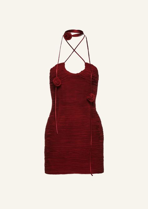 Ruched choker mini dress in bordeaux | Magda Butrym Bordeaux, Haute Couture, Couture, Fame Clothes, Small Roses, 90's Style, Swag Girl Style, Magda Butrym, Clothing Websites