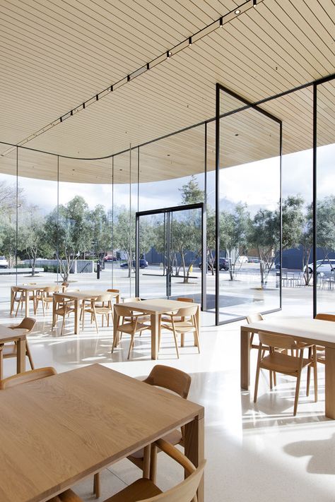 Apple Park Visitor Center by Foster + Partners | Showrooms Norman Foster, Visitor Center Architecture, Apple Store Design, Apple Headquarters, Apple Office, Apple Park, Foster Partners, Glass Structure, Visitor Center