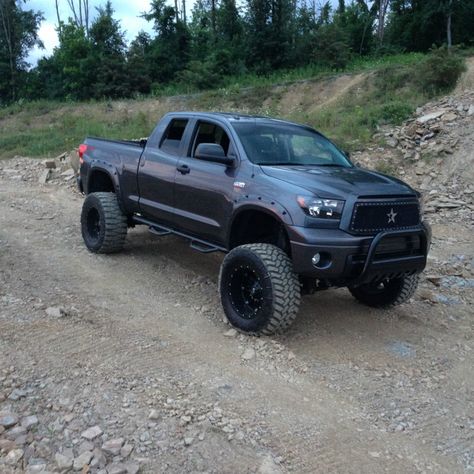 -12 Inch Bulletproof Suspension Lift Kit -Atlas Leaf Springs -Fox Coilovers -Fox Shocks in the Rear -20×12 Fuel Hostage Wheels -38×15.50r20 Nitto Tires -2in. Wheel Spacers -Cree 50in. Curved LED Light Bar -RBP Nerf Bars Repowedercoated Gloss Black -RBP Custom Grille -Bushwaker Pocket Style Fender Flares painted to match -Fender Flare Spikes Painted Black -5%... Toyota Tundra Off Road, Tundra Lifted, Toyota Tundra Accessories, Toyota Tundra 4x4, Fox Shocks, Toyota Tundra Lifted, 2008 Toyota Tundra, 2005 Toyota Tundra, 2012 Toyota Tundra