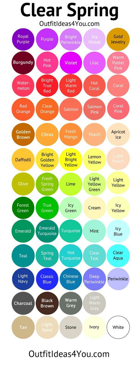 Bright Spring Color Palette with Names Clear Spring Palette, True Spring, Clear Spring, Spring Palette, Spring Color Palette, Seasonal Color Analysis, Color Me Beautiful, Bright Spring, Spring Color