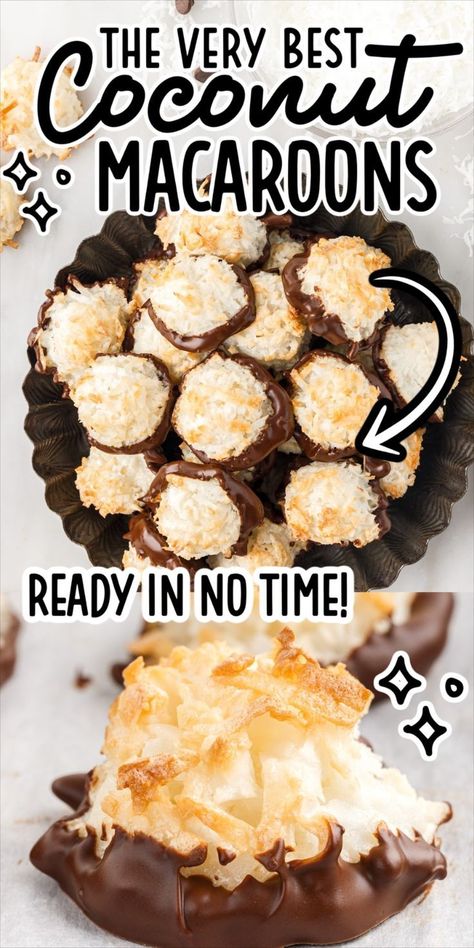 Coconut Macaroons Lobster Recipes, Chocolate Coconut Macaroons, Coconut Macaroons Recipe, Baked Recipes, Macaroon Cookies, Tiktok Food, Fruit Dessert Recipes, Macaroon Recipes, Homemade Hot Chocolate