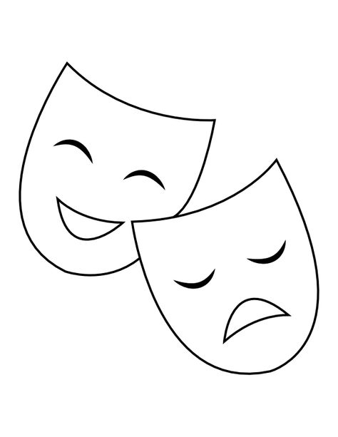 Printable Drama Masks Coloring Page Montessori, Musical Theatre Crafts, Theater Coloring Pages, Theatre Crafts, Drama Masks, Preschool Decor, Montessori Art, Theatre Masks, Drama Ideas
