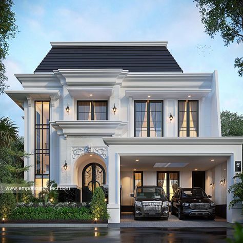 Classic Modern House, Indian House Exterior Design, Fasad Design, Classic Facade, Home Designs Exterior, Emporio Architect, Classic Exterior, Chalet Design, Proposal Design