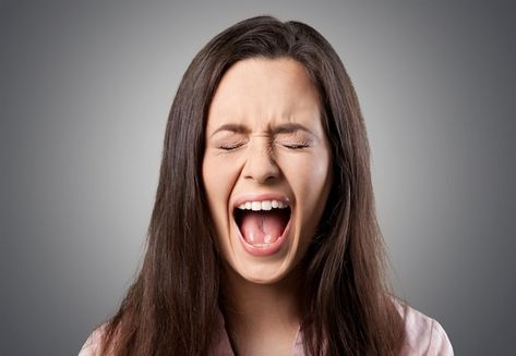 Angry woman shouting | Premium Photo #Freepik #photo #screaming #face #girl-expression #sad-girl Woman Shouting, Girl Screaming, Screaming Face, Angry Woman, Angry Women, Angry Girl, Face Girl, Logo Psd, House Vector