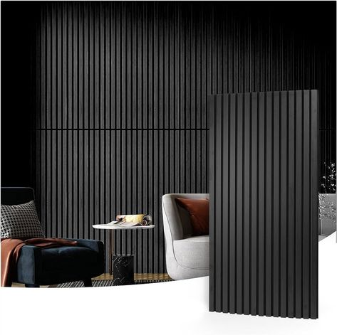 Amazon.com: Art3d 2 Wood Slat Acoustic Panels for Wall and Ceiling - 3D Fluted Sound Absorbing Panel with Wood Finish - Walnut : Tools & Home Improvement Sound Absorbing Decor, Acoustic Wood Wall Panels, Timber Wall Panels, Textured Wall Panels, Black Accent Walls, Wood Wall Panels, Sound Panel, Wood Slat Wall, Timber Walls