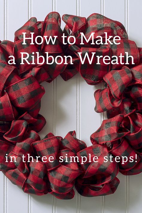 Natal, Make A Ribbon Wreath, Diy Ribbon Wreath, Craft For Christmas, Ribbon Wreath Diy, Deco Mesh Wreaths Tutorials, Deco Mesh Wreaths Diy, Burlap Wreath Diy, Holiday Wreaths Diy