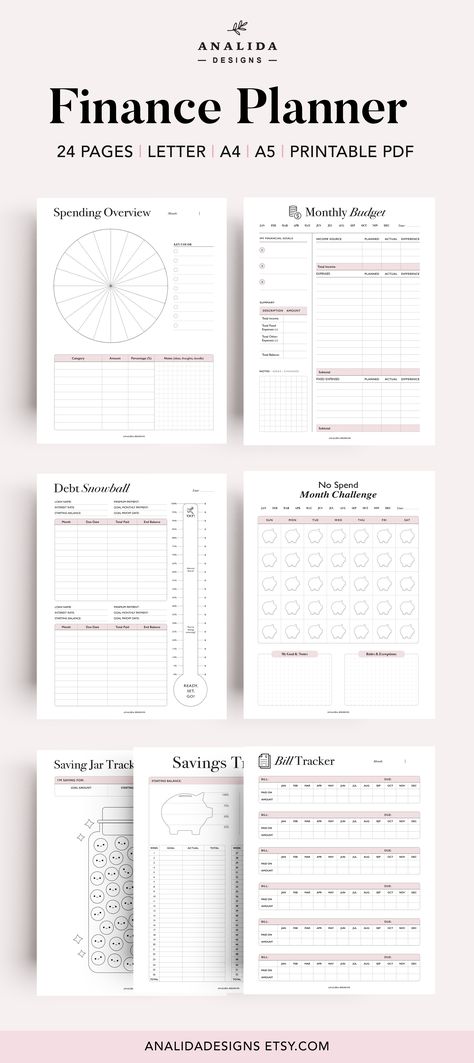 Organisation, Financial Printables, Rutinitas Harian, Finance Budgeting, Finance Journal, Printable Savings Tracker, Debt Payoff Tracker, Personal Budget Template, Financial Planning Printables