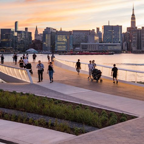 A round-up of recent waterfront projects offering locals and visitors sites for leisure and lively social interaction prove water really is one of the.. Aarhus, V&a Waterfront, New York City Photos, Bjarke Ingels, Landscape Elements, Manhattan Skyline, Urban Park, Built In Bench, Beach Hut