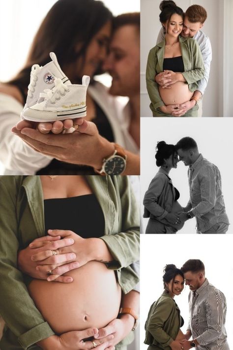 Maternity Photoshoot Elegant, Maternity Outfits For Photoshoot Couples, In House Maternity Photoshoot, Cozy Maternity Photoshoot, Pregnant Photoshoot Ideas At Home, Maternity Photo Shoot Ideas Casual, Maternity Pictures On Bed, Maternity Photography Jeans And Shirt, Living Room Maternity Photos