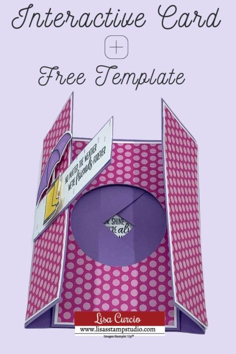 What could be more exciting than a DIY interactive card + a Free template? This shutter card, sometimes called a telescope card, is a tutorial you’ve GOT to see. Watch the tutorial at www.lisasstampstudio.com #diycards #interactivecardideas #funfoldcards #shuttercard #cardmakingvideo #greetingcardshandmade #lisacurcio #lisasstampstudio #stampinup #stampinupcards #ornatestylestampinup #undermyumbrellastampinup Shutter Card Tutorial Video, Interactive Diy Cards, Fun Fold Valentines Day Cards, Diy Card Folding Ideas, Different Card Folds Templates, Shutter Cards Tutorial, Shutter Cards Template, Flat Fold Box Card Tutorial, Iris Shutter Card