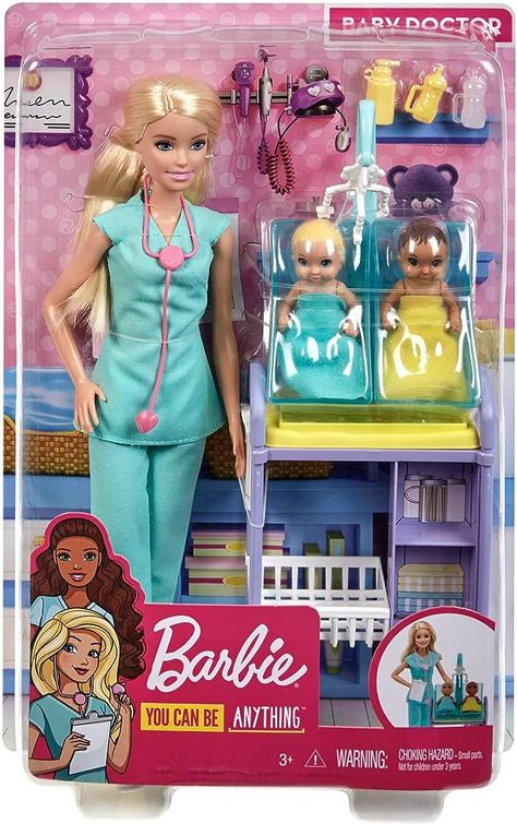 Barbie Careers Doll & Playset, Baby Doctor Theme with Blonde Fashion Doll, 2 Baby Dolls, Furniture & Accessories Brand: Barbie 4.8 4.8 out of 5 stars 20,173 ratings | 23 answered questions #1 Best Seller in Doll Playsets 6K+ bought in past month -40% $13.85 List Price: $22.99 Doctor Doll, Barbie Bebe, Barbie Playsets, Baby Barbie, Barbie Doll Set, Blonde Fashion, Barbie Sets, Barbie Doll Accessories, Barbie Family