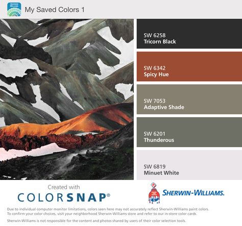 Icelandic Color Palette : Sherwin Williams - Black, White, Grey, and Rust. Black White And Rust Bedroom, Rust Color Schemes, William Black, Black And White Living Room, Black Color Palette, Orange Color Palettes, Bedroom Orange, Black Living Room, Stunning Hairstyles