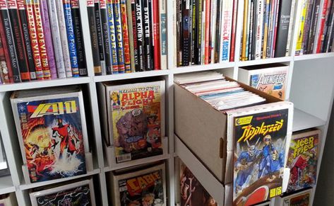 Comic Book Rooms, Comic Book Box Storage, Comic Storage, Comic Display, Comic Book Display, Comic Room, Comic Book Room, Comic Book Storage, Book Display Shelf