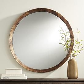 Uttermost Tortin Jagged Edge 34" Round Wall Mirror Round Wood Mirror, Round Vanity, Industrial Mirrors, Decorative Wall Mirror, Vanity Wall Mirror, Mirror Design Wall, Round Wall Mirror, Mirrors For Sale, Wood Mirror