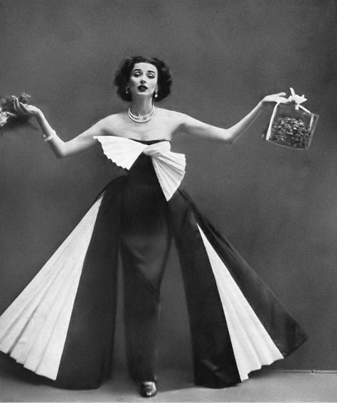 Dorian Leigh is wearing a lovely gown by Jacques Fath, photo by Richard Avedon, Harper's Bazaar, March 1951 Richard Avedon, Couture, Haute Couture, Blue Satin Gown, Dorian Leigh, Jacques Fath, Clothing Sketches, Fashion Silhouette, Fashion Illustration Vintage