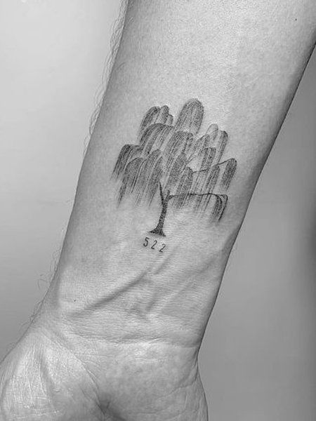 25 Intricate Tree Tattoos for Men in 2021 - The Trend Spotter Patchwork, Tree Tattoos, Tree Tattoos For Men, Weeping Willow Tattoo, Tatoo Tree, Tree Silhouette Tattoo, Tree Tattoo Meaning, Tree Tattoo Men, Willow Tree Tattoos