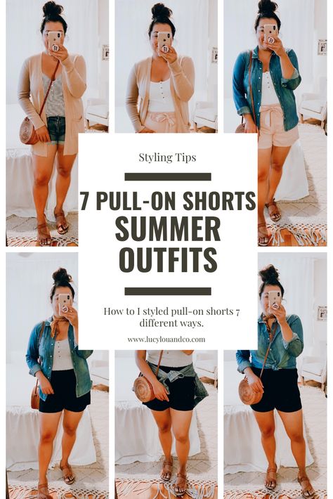 Shorts Outfits For Teens, Linen Shorts Outfit Summer, Shirt Tied Around Waist, Dressy Shorts Outfits, Shorts Outfits Summer, Linen Shorts Outfit, Drawstring Shorts Outfit, Hot Weather Outfits, Outfits Mom