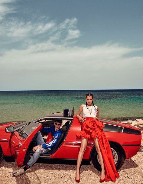 Bella Hadid poses on the beach in looks from the fall collections Los Angeles, Anna Dello Russo, Vogue Couple, Filip Hrivnak, Japan November, Classic Car Photoshoot, Car Editorial, Isabella Hadid, Magazine Japan